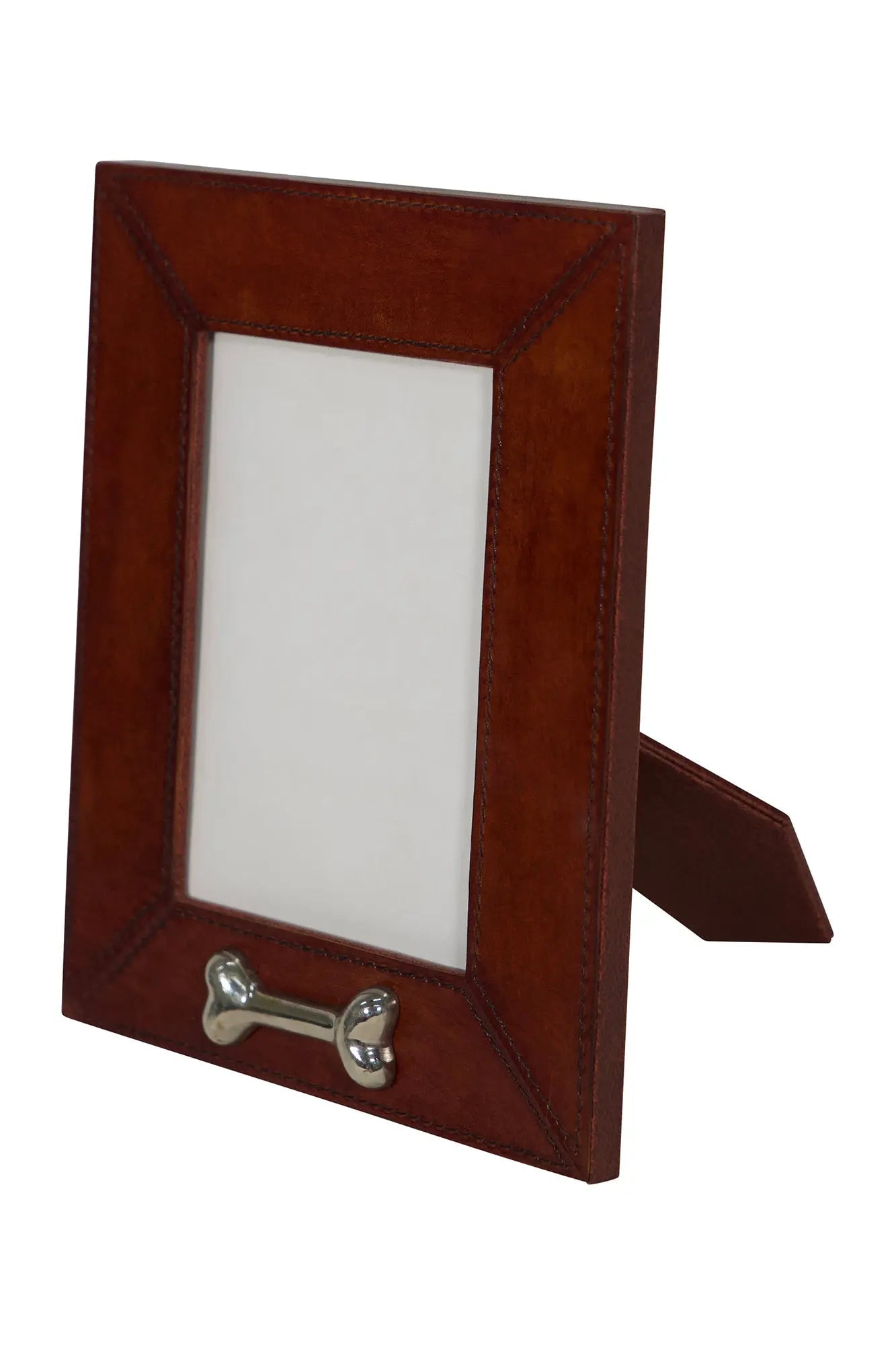 Huntley Pet Leather Picture Frame with Silver Bone Accent - Tampa Home & Garden Store