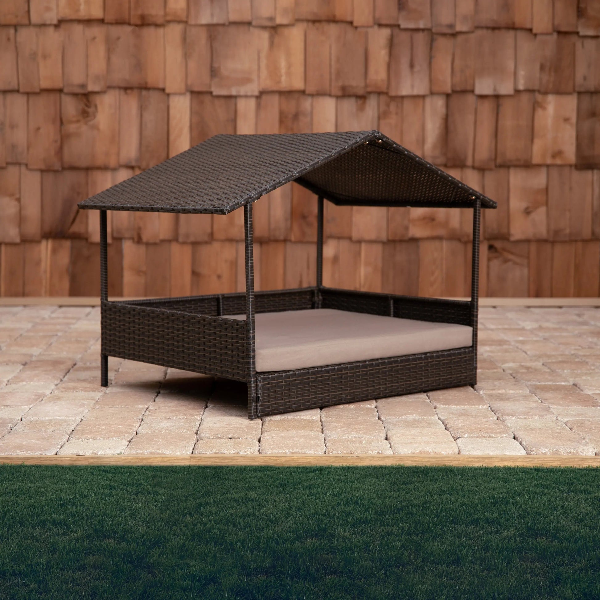 Huntley Pet Rattan Wicker Indoor Outdoor Cabana Raised Pet Bed - Tampa Home & Garden Store