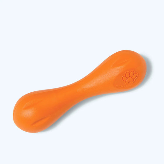Hurley Indestructible Chew Bone dog toy in orange by West Paw on Tampa Home & Garden Store