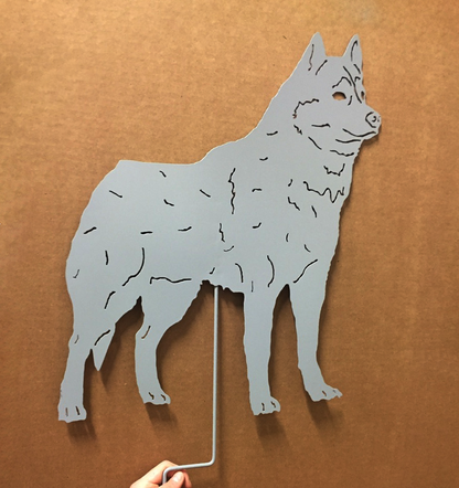 Siberian Husky garden stake wall hanging gray metal by Rustica Ornamentals lawn ornament on Tampa Home & Garden Store