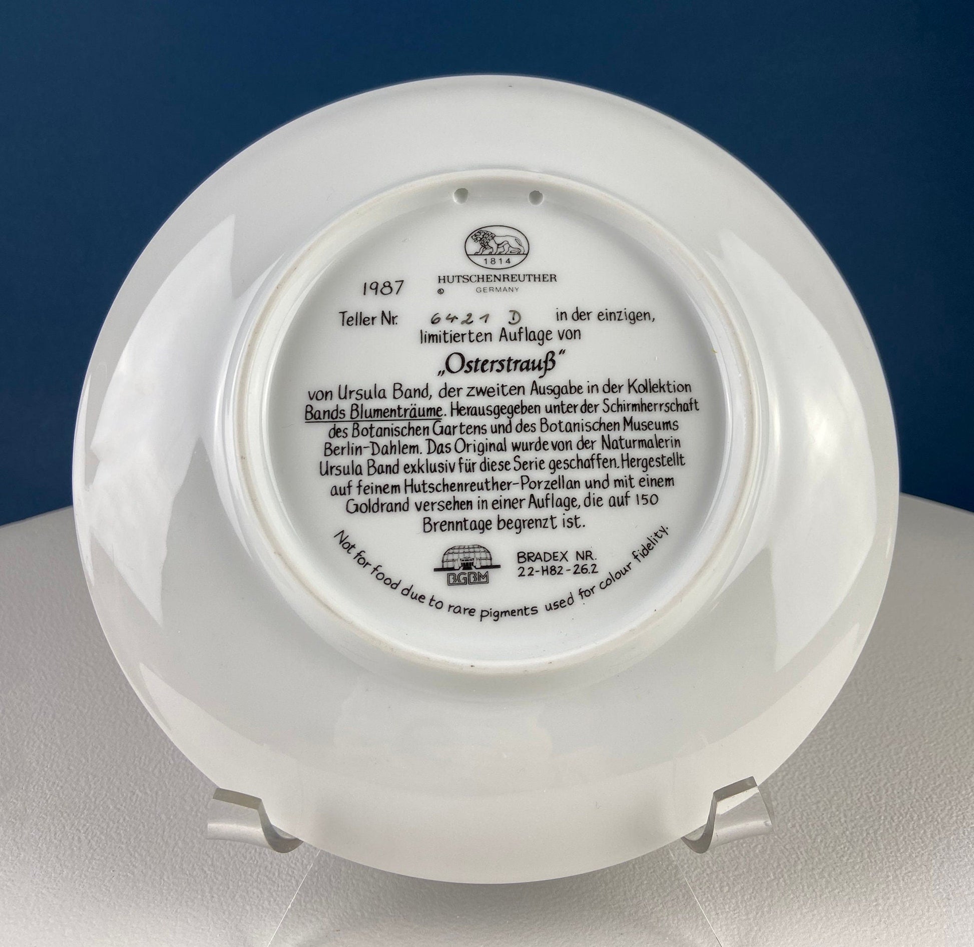 Hutschenreuther Limited Edition Wall Plate: Ursula Band Floral Art, 8" - Tampa Home & Garden Store