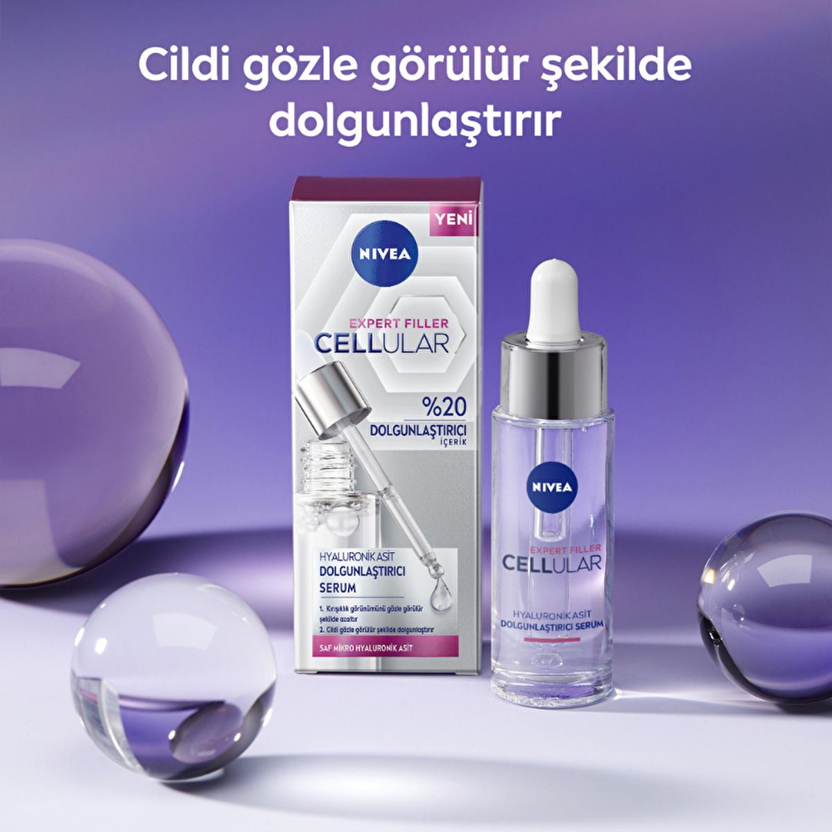NIVEA Expert Filler Cellular Face Serum bottle and box with purple packaging on Tampa Home & Garden Store