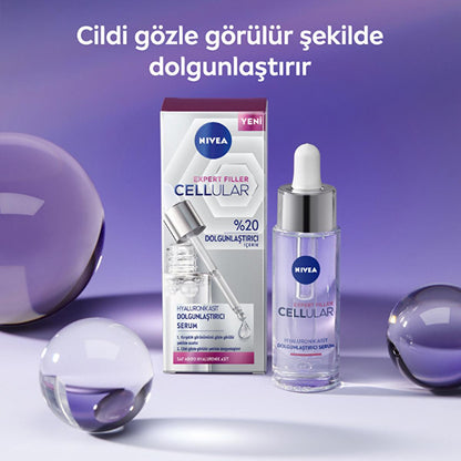 NIVEA Expert Filler Cellular Face Serum bottle and box with purple packaging on Tampa Home & Garden Store