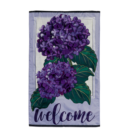 Hydrangea Welcome House Applique Flag - Tampa Home & Garden Store