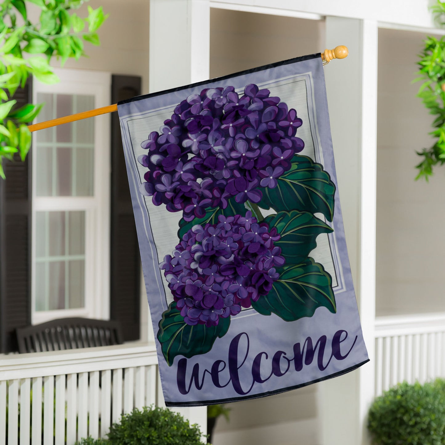 Hydrangea Welcome House Applique Flag - Tampa Home & Garden Store