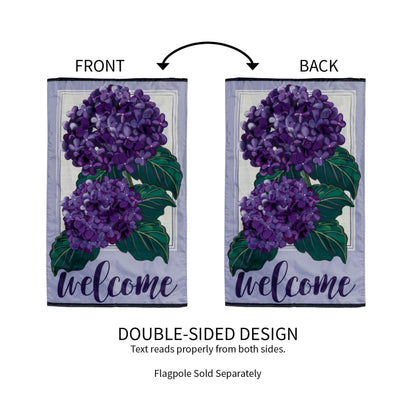 Hydrangea Welcome House Applique Flag