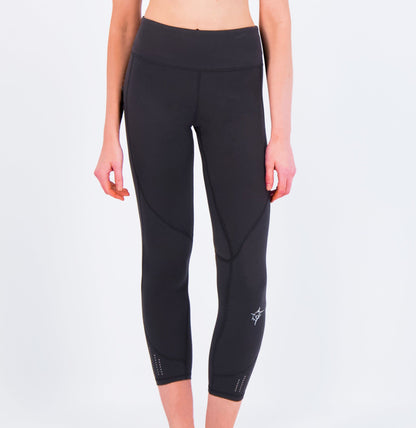 HydroFlex Cut Out Leggings by White Water Life, black leggings with cutout panels and calf logo on Tampa Home & Garden Store