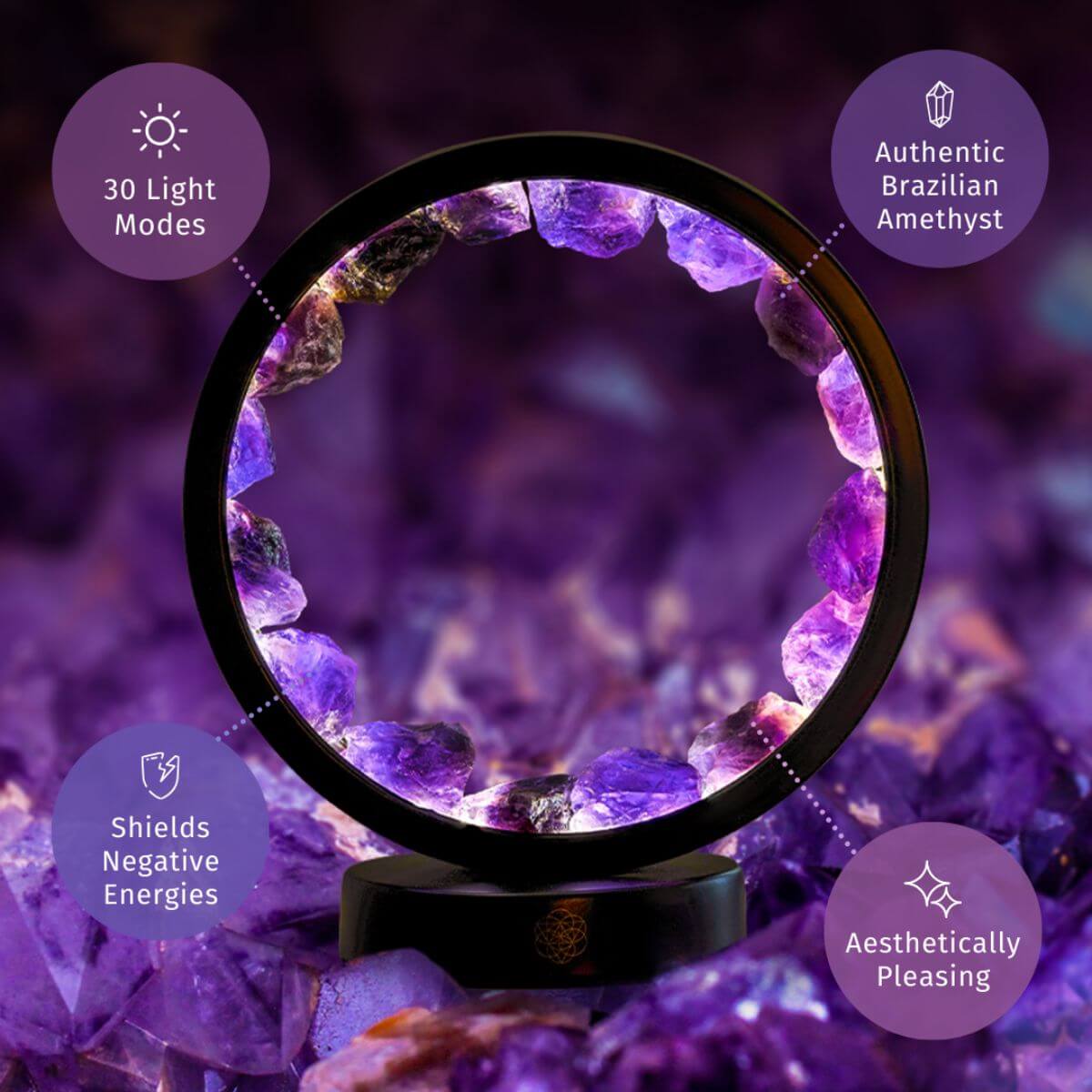 I Am At Peace - Spiritual Protection Amethyst Lamp - Tampa Home & Garden Store
