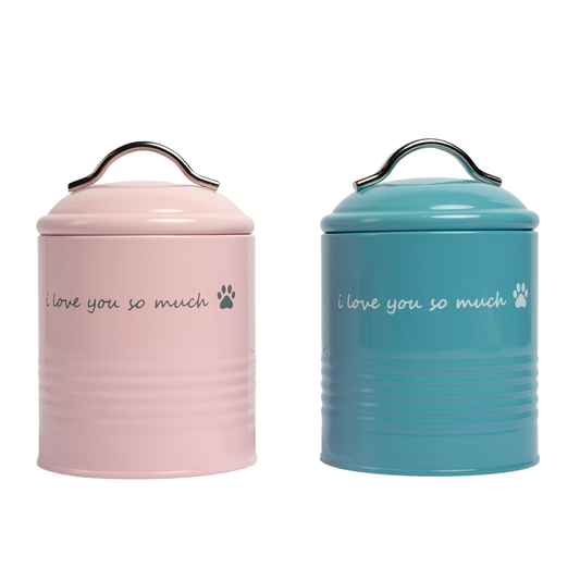 "I Love You So Much" Dog Treat Canister Gift Set – Pink & Blue - Tampa Home & Garden Store