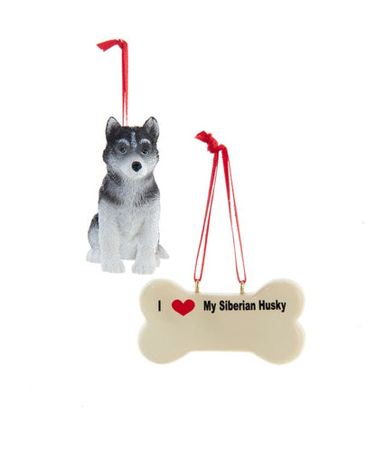 I love My Siberian Husky With Dog Bone Ornaments - Tampa Home & Garden Store