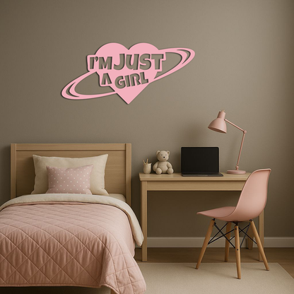 I'm Just a Girl Heart Planet Silhouette Metal Wall Art – Feminine Empowerment Design - KAFGP125 - Tampa Home & Garden Store
