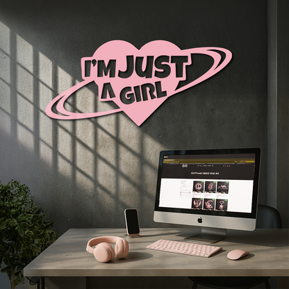 I'm Just a Girl Heart Planet Silhouette Metal Wall Art – Feminine Empowerment Design - KAFGP125 - Tampa Home & Garden Store