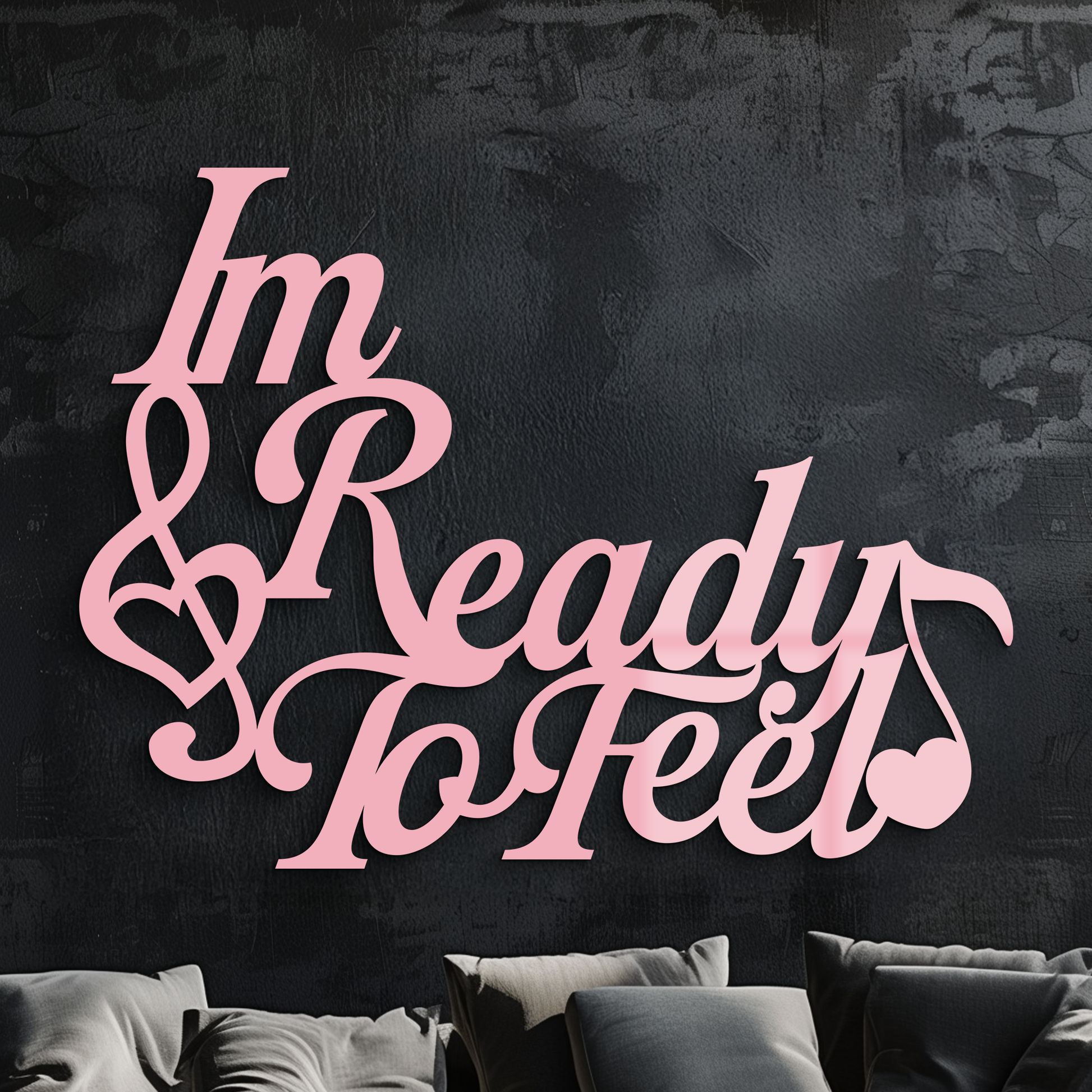 I'm Ready to Feel Quote Metal Wall Art – Musical Heart & Note Design - KAFGP126 - Tampa Home & Garden Store