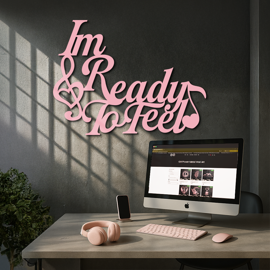 I'm Ready to Feel Quote Metal Wall Art – Musical Heart & Note Design - KAFGP126 - Tampa Home & Garden Store