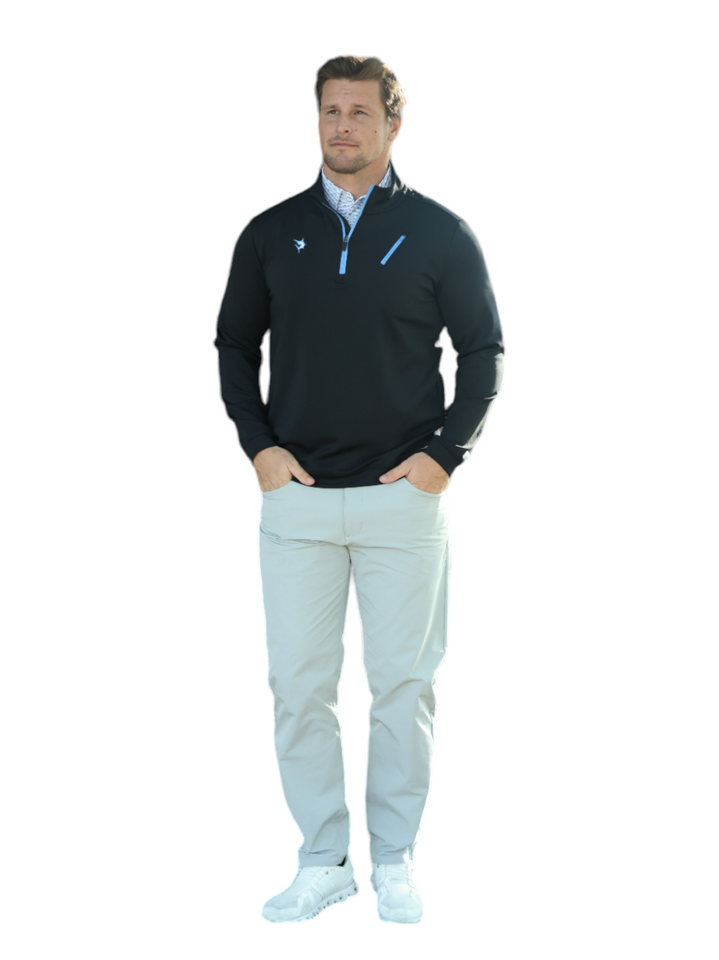 Oceanside Pullover Smooth Stretch navy with blue zip placket by White Water Life on Tampa Home & Garden Store