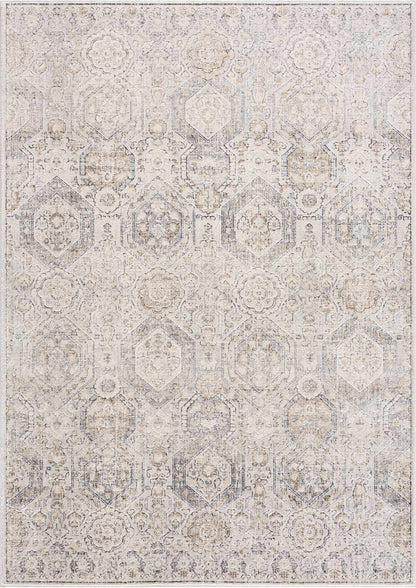 Parkerfield Area Rug by Boutique Rugs in muted beige and gray with oriental medallions on Tampa Home & Garden Store