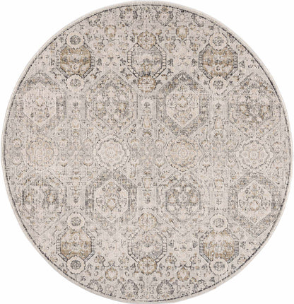 Parkerfield Area Rug round beige gray distressed traditional pattern Boutique Rugs on Tampa Home & Garden Store