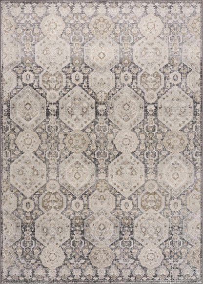 Minoa Area Rug by Boutique Rugs, distressed beige ivory gray with large hexagonal medallions on Tampa Home & Garden Store