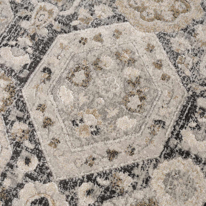 Minoa Area Rug by Boutique Rugs, abstract gray beige black pattern, textured pile on Tampa Home & Garden Store