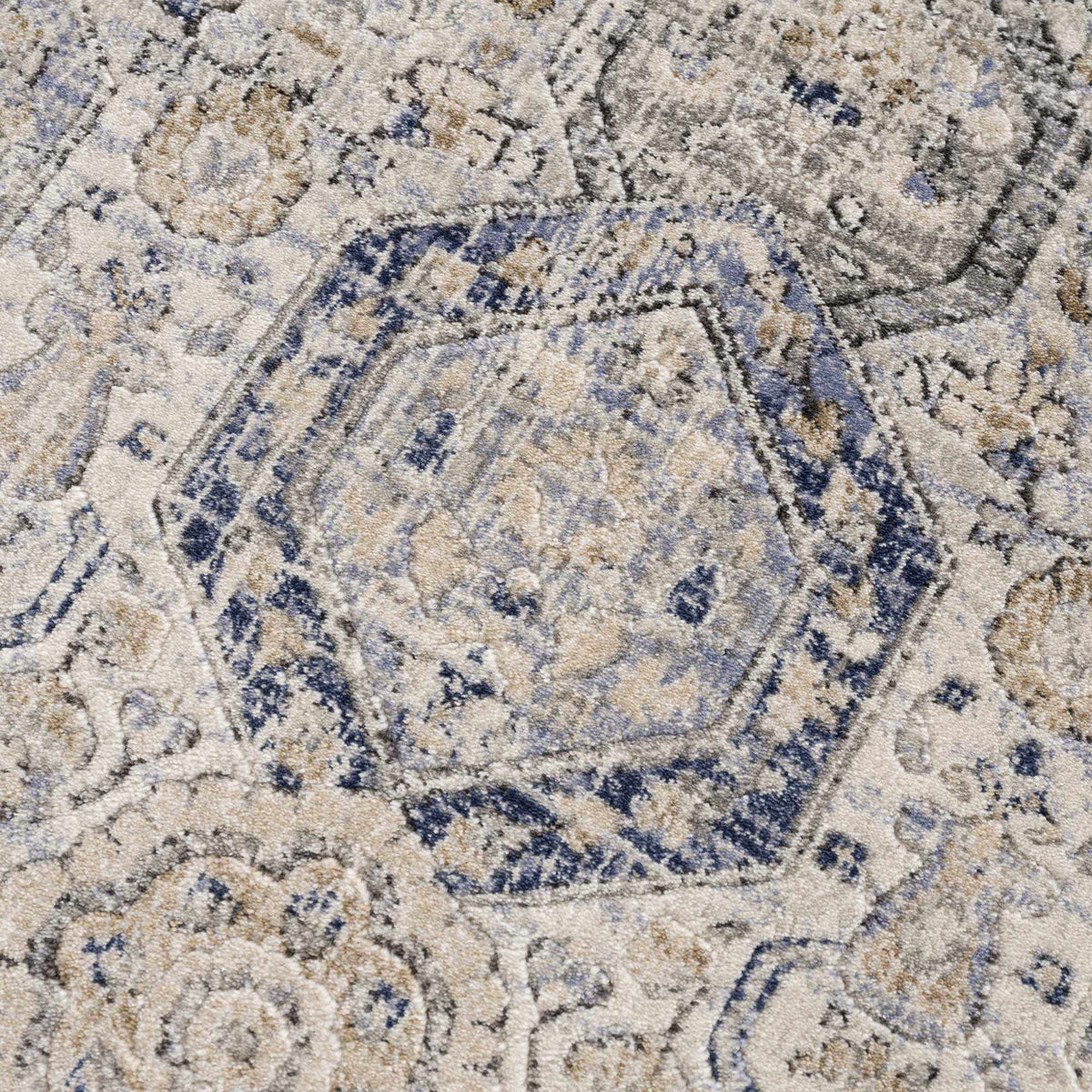 Parkerfield Cream & Blue Area Rug with cream and blue abstract pattern on Tampa Home & Garden Store