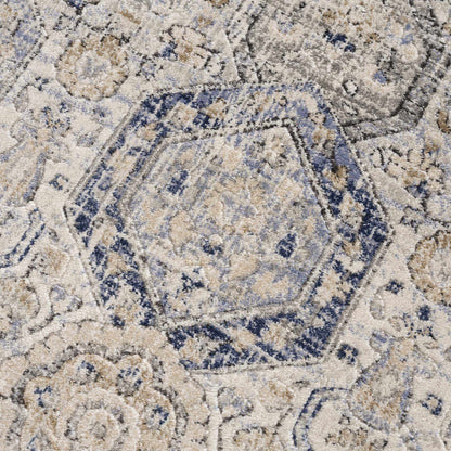 Parkerfield Cream & Blue Area Rug with cream and blue abstract pattern on Tampa Home & Garden Store