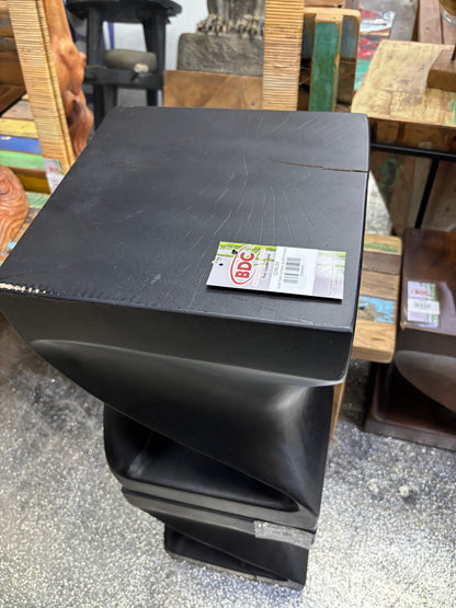 SUAR TWIST STOOL BURN FINISH black matte seat with BDC tag visible on Tampa Home & Garden Store