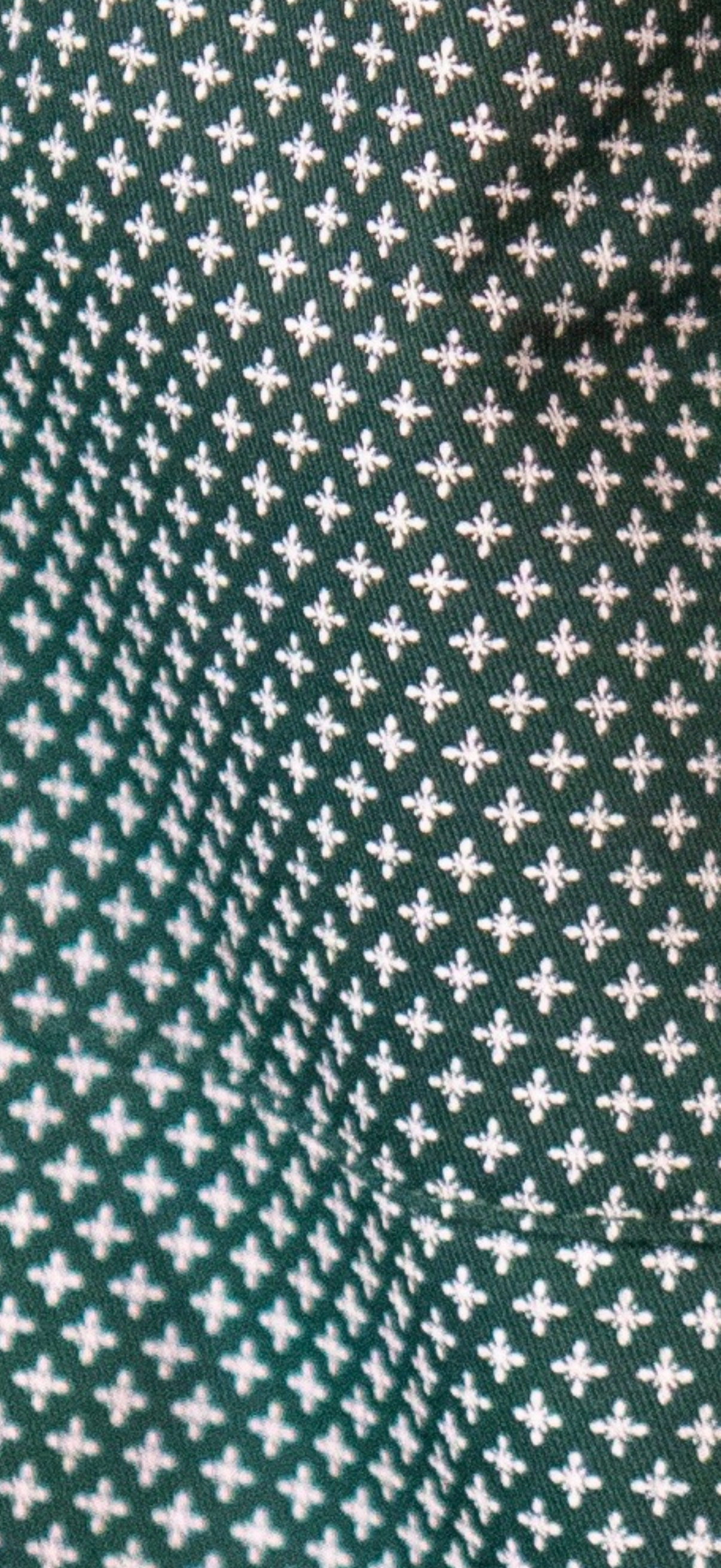 FR Pearl Snap Work Shirt Gunner Green fabric swatch with small white cross motifs on Tampa Home & Garden Store