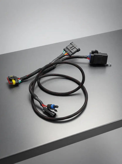 Rzr Pro 2022+ brake bypass harness by GGLighting, braided black wiring with color connectors on Tampa Home & Garden Store