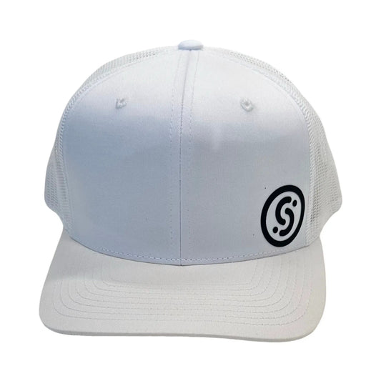 Slyce Trucker Cap white front panel with gray mesh back by Slyce Sport logo on Tampa Home & Garden Store