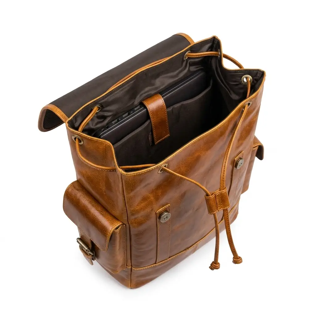 Handcrafted Earthen Leather Laptop Backpack with laptop sleeve Classy Leather Bags on Tampa Home & Garden Store