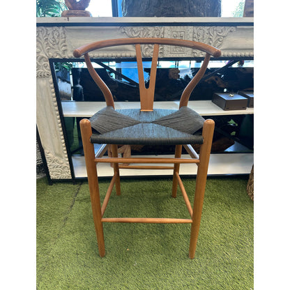 Wishbone Island Counter Stool with wood frame and woven gray seat The Broward Design Center on Tampa Home & Garden Store