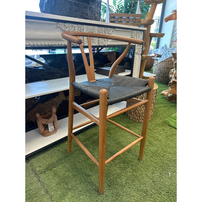 Wishbone Island Counter Stool wood with woven gray seat by The Broward Design Center on Tampa Home & Garden Store