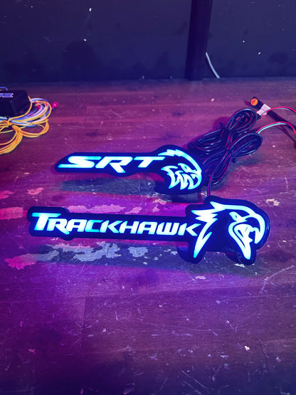 Jeep Trackhawk RGBW Flow LED Grill Emblem blue glow interior exterior by AutoLEDTech.com on Tampa Home & Garden Store