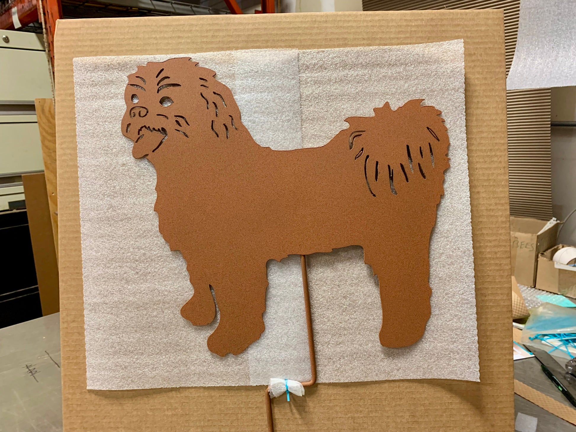 Shih Tzu garden stake silhouette, brown metal, Style 1 by Rustica Ornamentals lawn ornament on Tampa Home & Garden Store