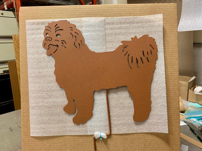 Shih Tzu garden stake silhouette, brown metal, Style 1 by Rustica Ornamentals lawn ornament on Tampa Home & Garden Store