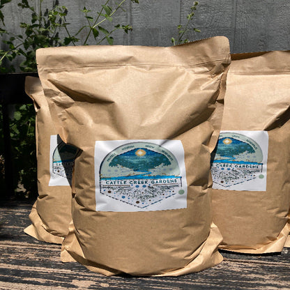 Cattle Creek Gardens Organic Worm Castings in brown paper bags, three bags soils & mulches on Tampa Home & Garden Store