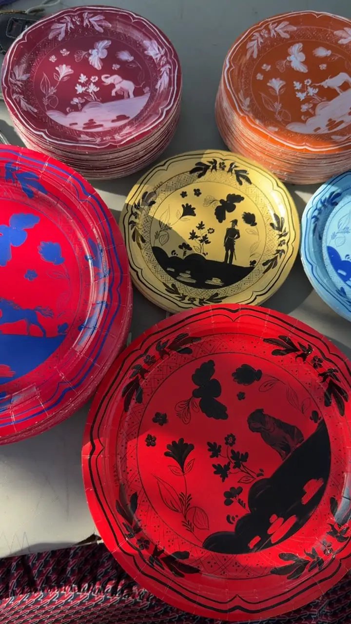 Athens Bulldog Dessert Plates red and black pack, disposable paper plates by Pavilion Paper on Tampa Home & Garden Store