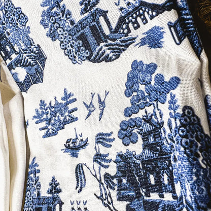 Chinoiserie Bunny Dish Towels Embroidered