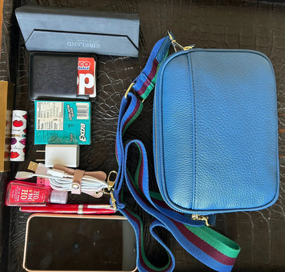 Sophia Double Zipper Leather Crossbody
