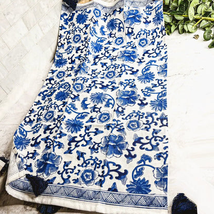 Chinoiserie Tea Towels Embroidered Cotton Set