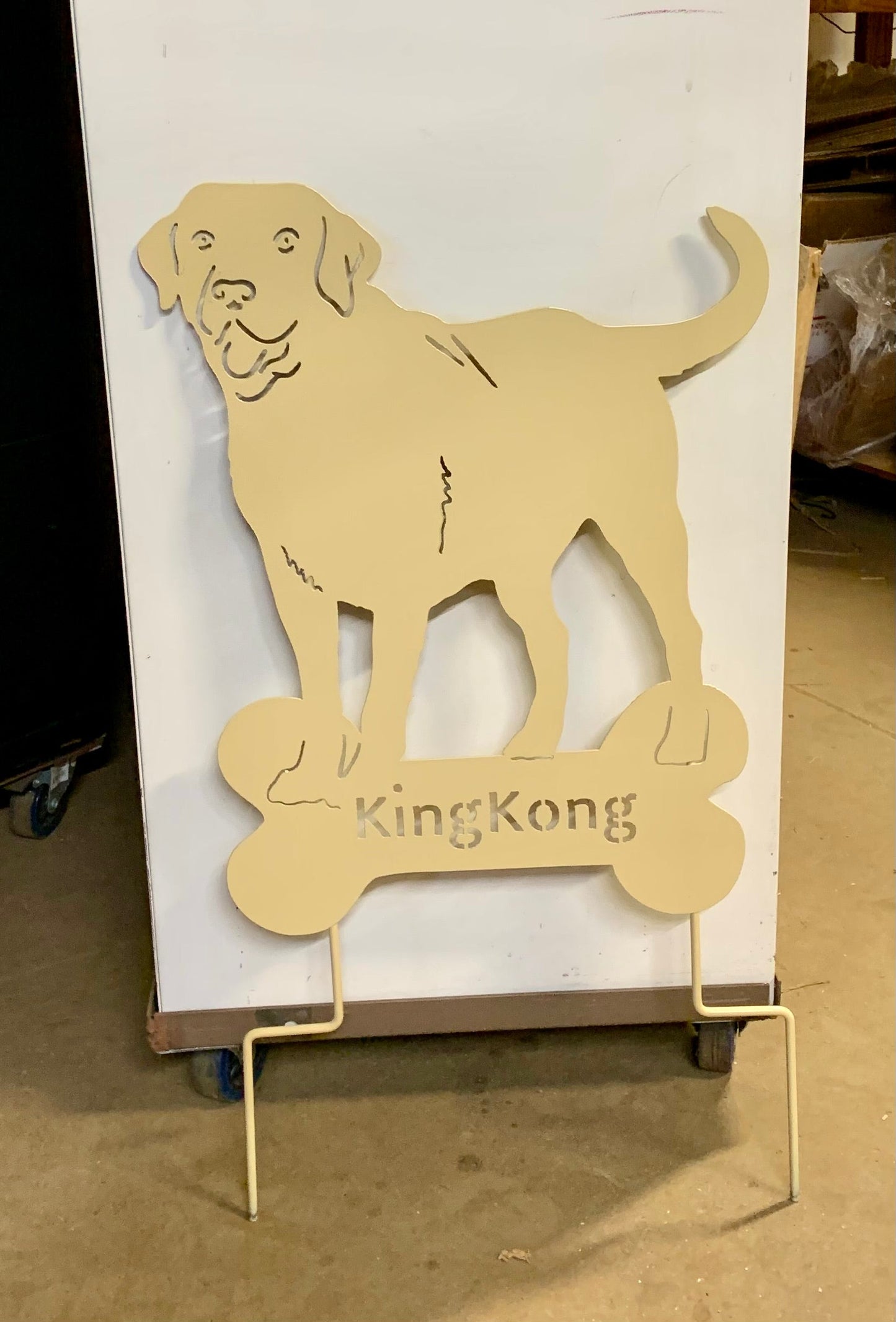 Labrador wall art silhouette in cream with bone accents on base on Tampa Home & Garden Store