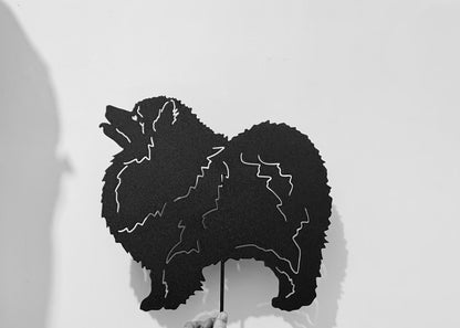 Keeshond garden stake silhouette in black metal by Rustica Ornamentals on Tampa Home & Garden Store
