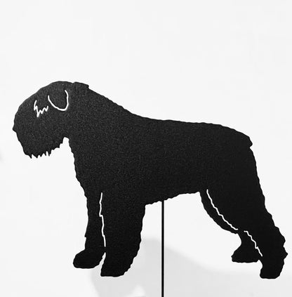 Bouvier des Flandres garden stake silhouette in black metal by Rustica Ornamentals on Tampa Home & Garden Store