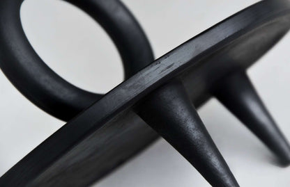 Small Serving Pedestal Platter Guculia black metal base with twisted rods shadow finish on Tampa Home & Garden Store