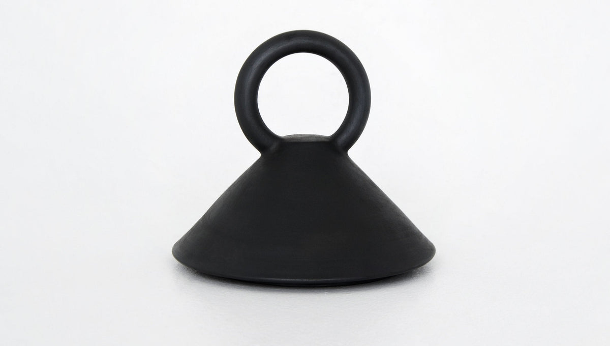 Shallow Serving Bowl with Lid Shadow black matte finish circular loop handle decorative piece on Tampa Home & Garden Store