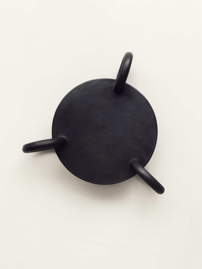 Large serving platter Guculiya Trinity, black round with three handles by Creating Comfort on Tampa Home & Garden Store