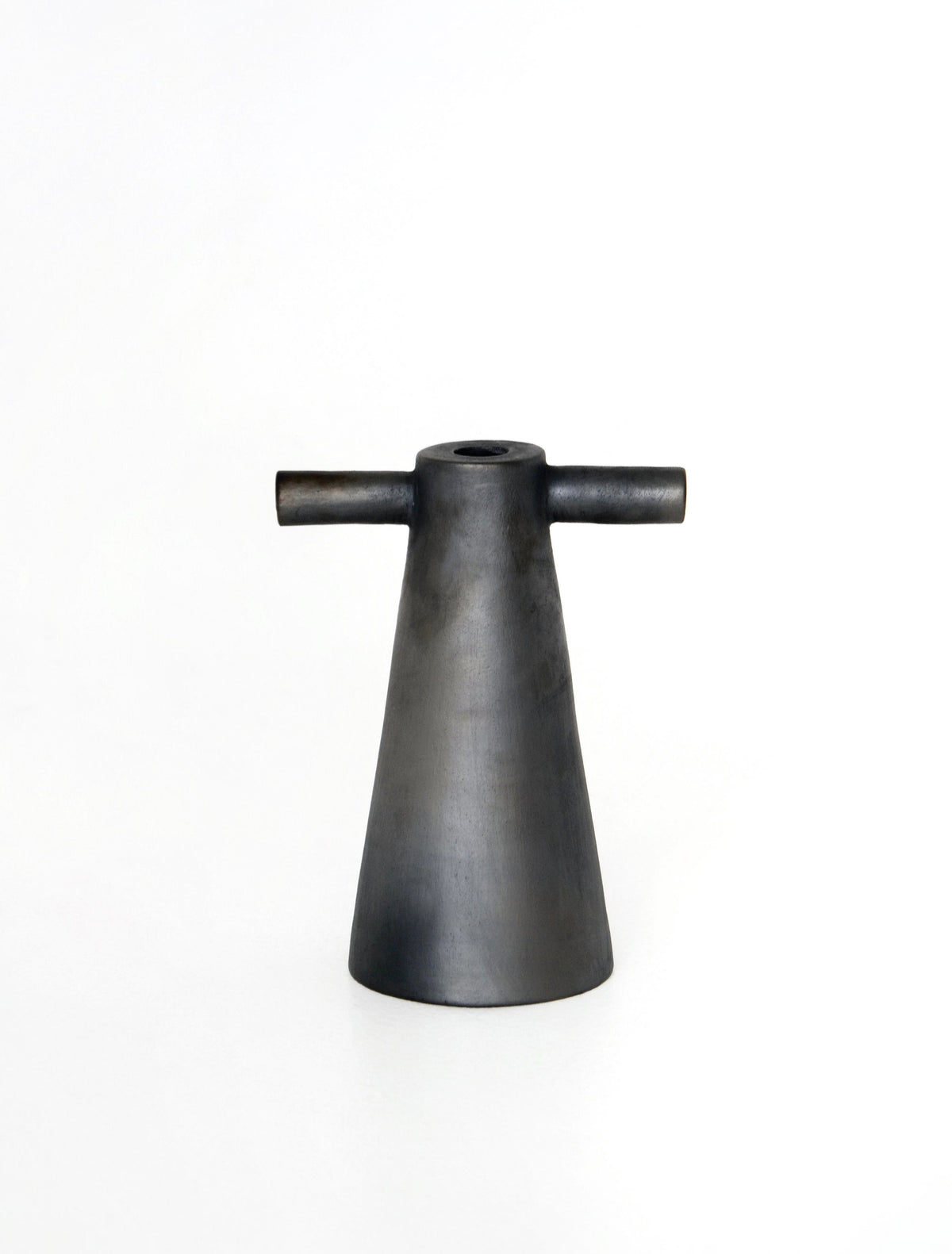 Black stoneware tall candle holder Motanka with top hole and side arms by Creating Comfort on Tampa Home & Garden Store