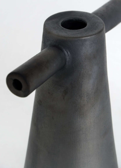Black stoneware tall candle holder Motanka with hollow top on Tampa Home & Garden Store