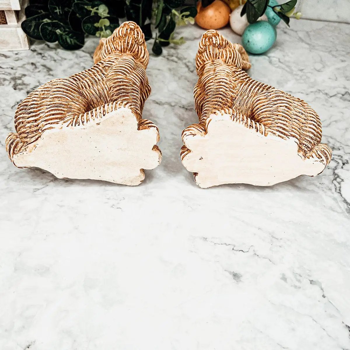 Resin Basket Weave Bunny Decor For Spring Tables