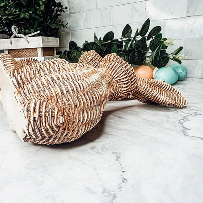 Resin Basket Weave Bunny Decor For Spring Tables